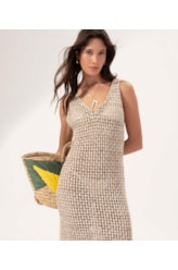 Vestido Curto Tricot Nature Areia