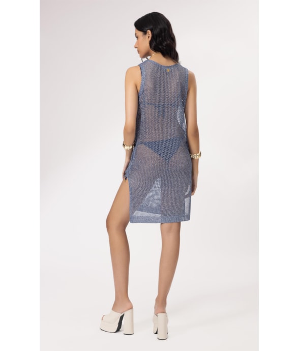 Vestido Curto Tricot Wishes Azul Claro