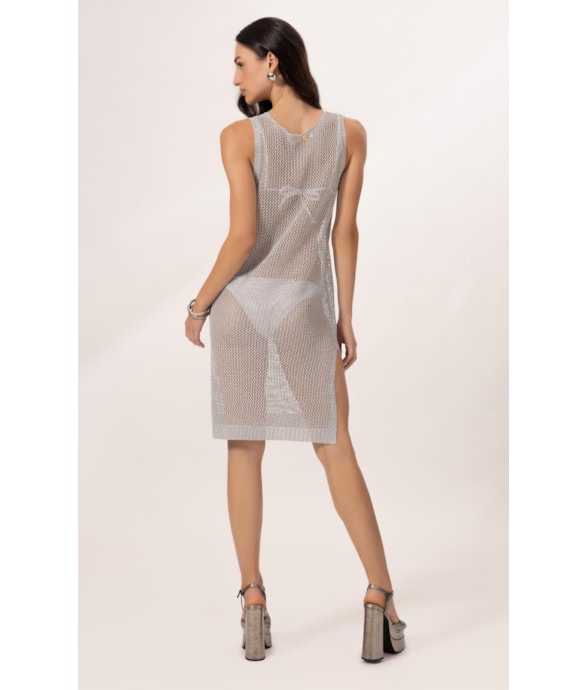 Vestido Curto Tricot Wishes Prata