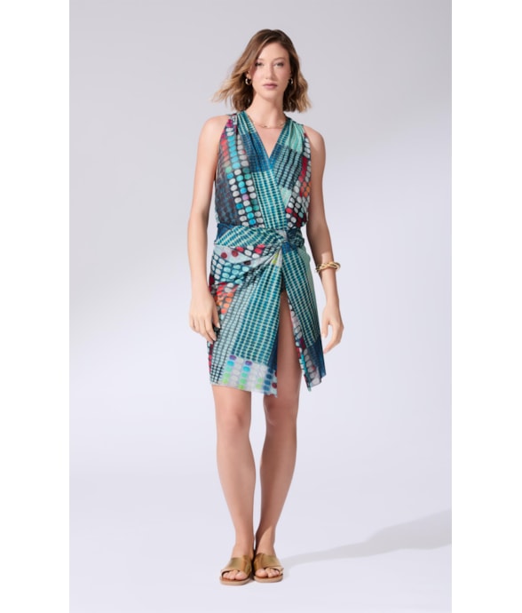 Vestido Curto Tule Cali Verde Agua