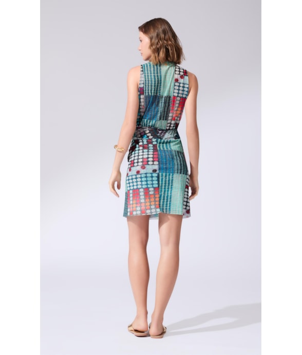 Vestido Curto Tule Cali Verde Agua