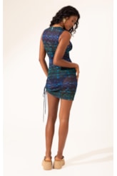 Vestido Curto Tule Essence Azul Bic