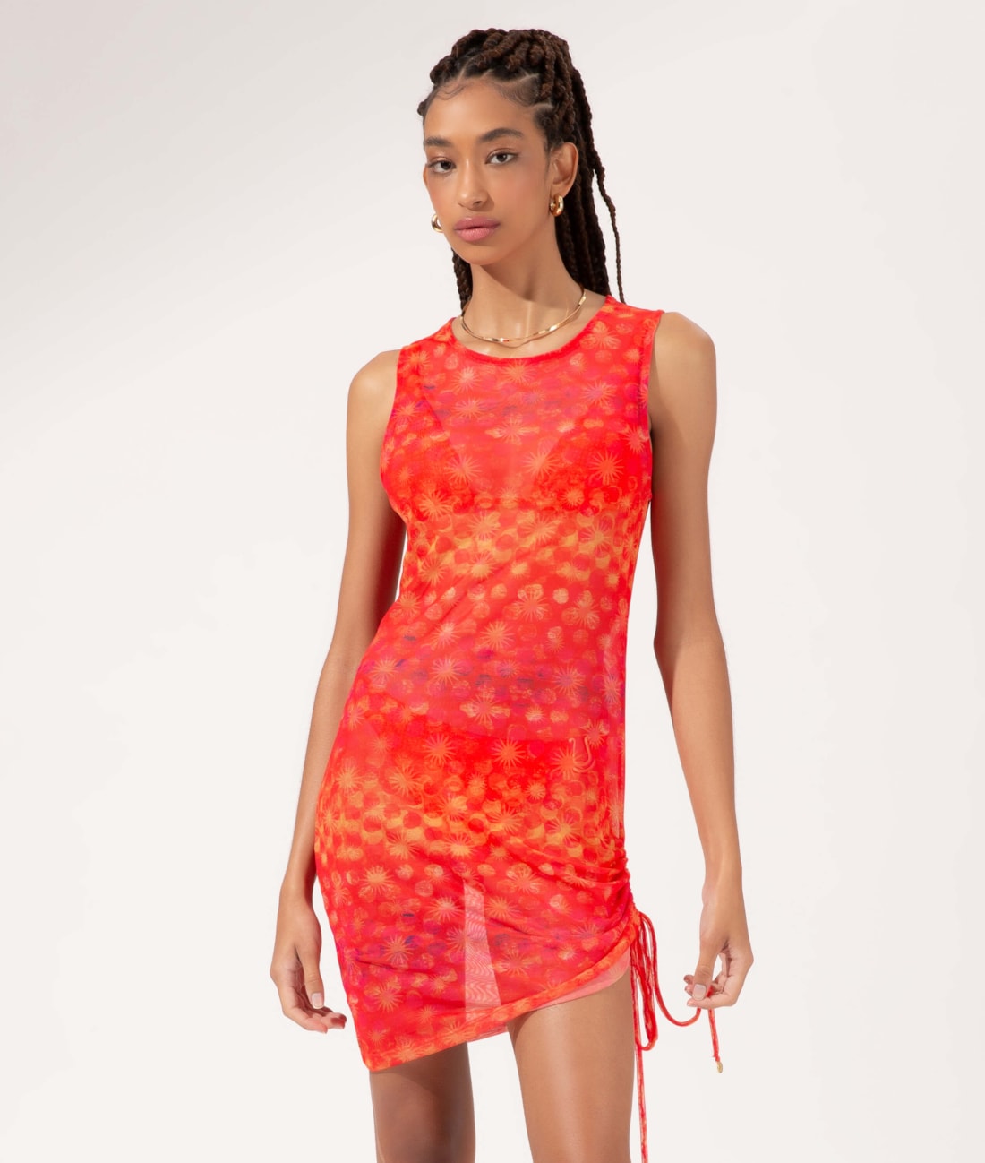 Vestido Curto Tule Essence Laranja