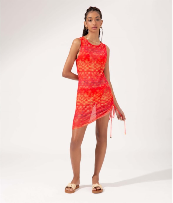 Vestido Curto Tule Essence Laranja