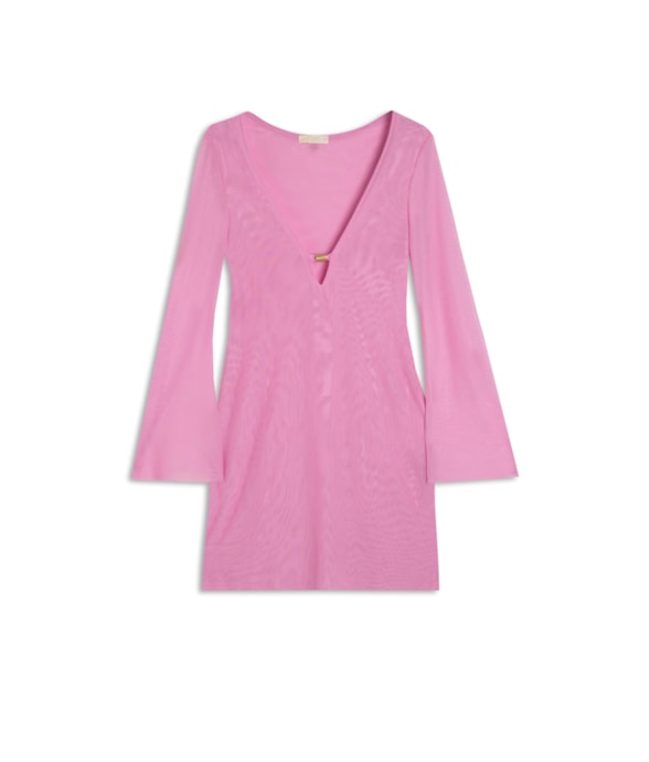 Vestido Curto Tule Liso  Rosa Gum