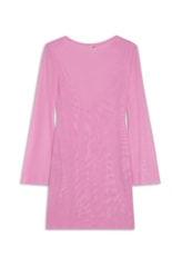Vestido Curto Tule Liso  Rosa Gum