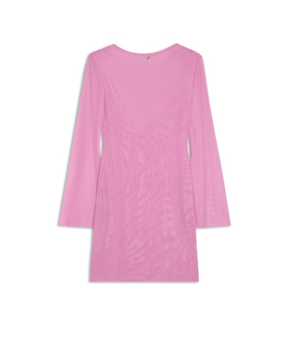 Vestido Curto Tule Liso  Rosa Gum