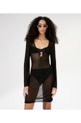 Vestido Curto Tule Preto