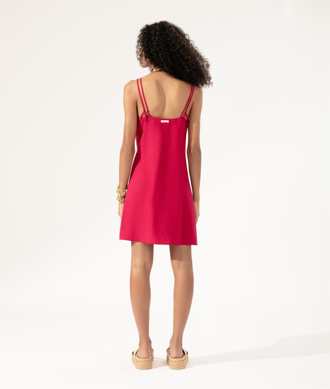 Vestido Curto Visco Linho Pink