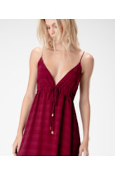 Vestido Curto Visco Texture Bordeaux