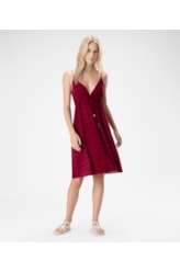Vestido Curto Visco Texture Bordeaux