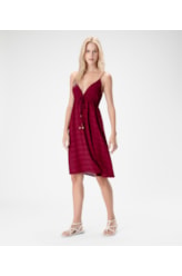 Vestido Curto Visco Texture Bordeaux