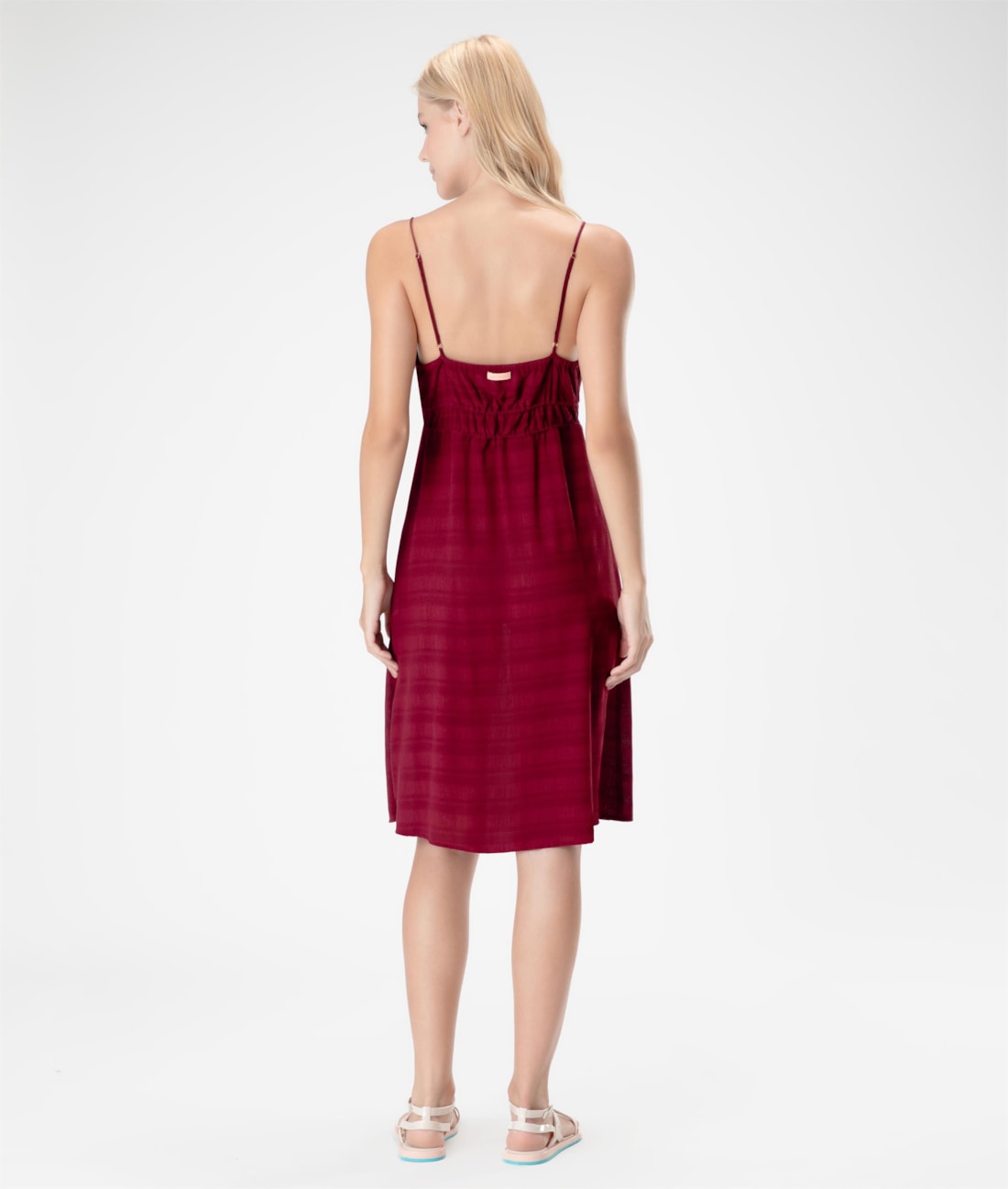 Vestido Curto Visco Texture Bordeaux