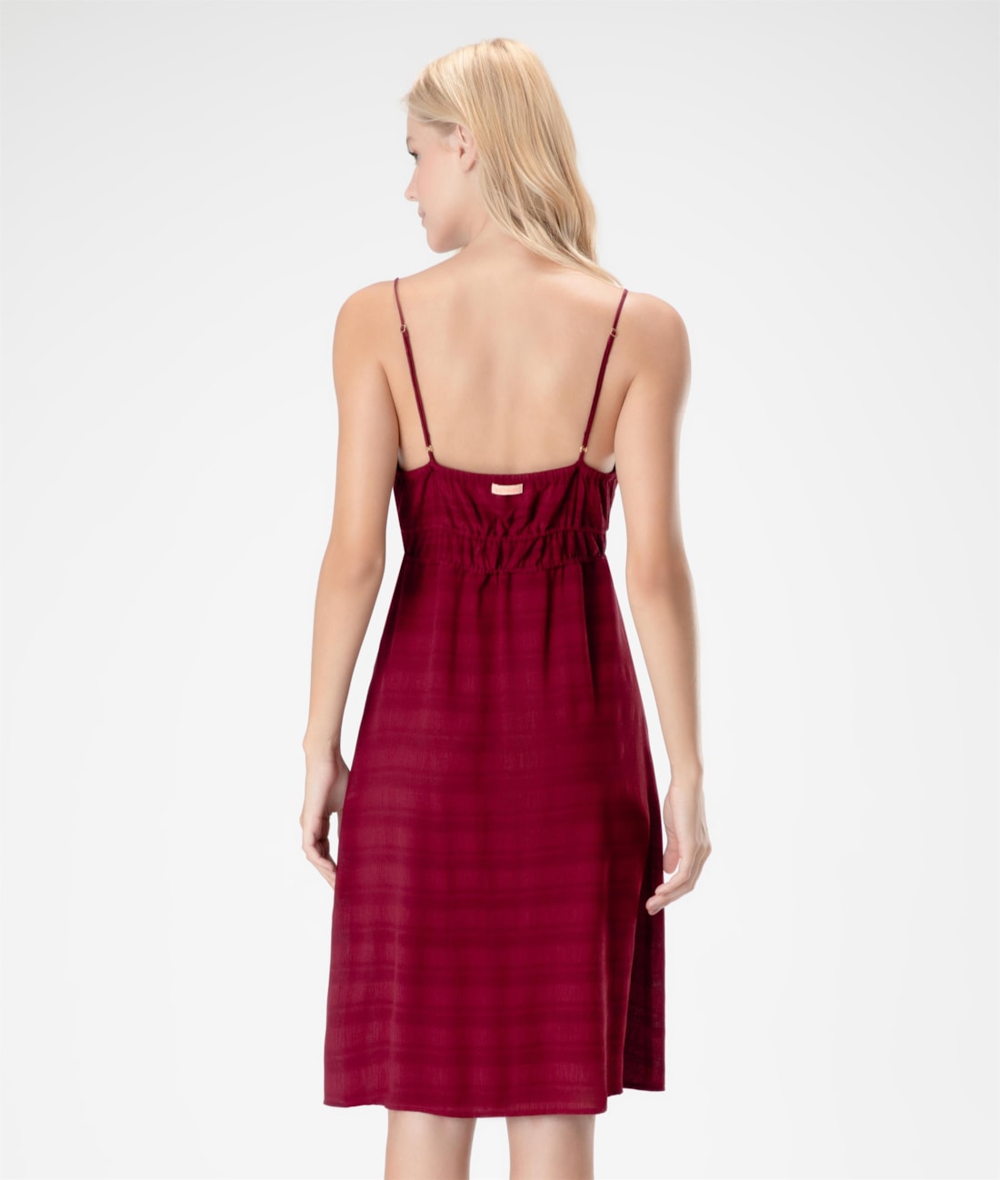 Vestido Curto Visco Texture Bordeaux