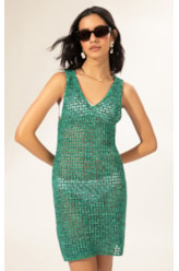 Vestido Decote v Tricot Burano Verde Escuro