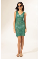 Vestido Decote v Tricot Burano Verde Escuro