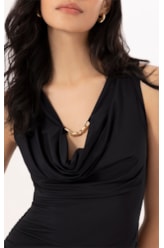 Vestido Degagê Jersey Preto