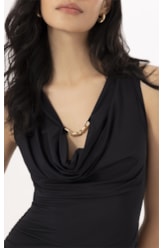 Vestido Degagê Jersey Preto