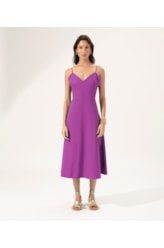 Vestido Evasê Linho Blend Magenta