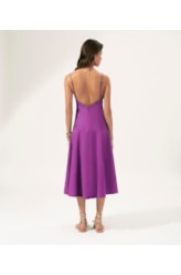 Vestido Evasê Linho Blend Magenta