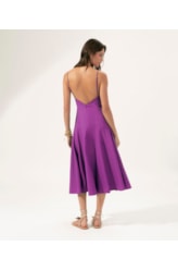 Vestido Evasê Linho Blend Magenta