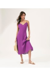 Vestido Evasê Linho Blend Magenta