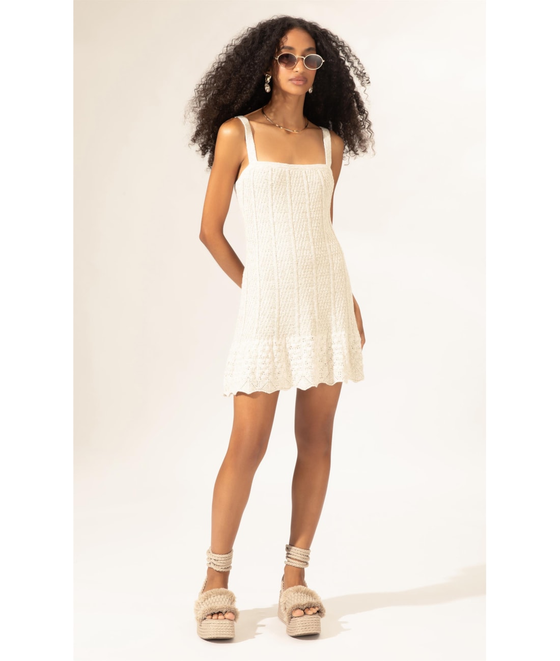 Vestido Evasê Tricot Capri Natural