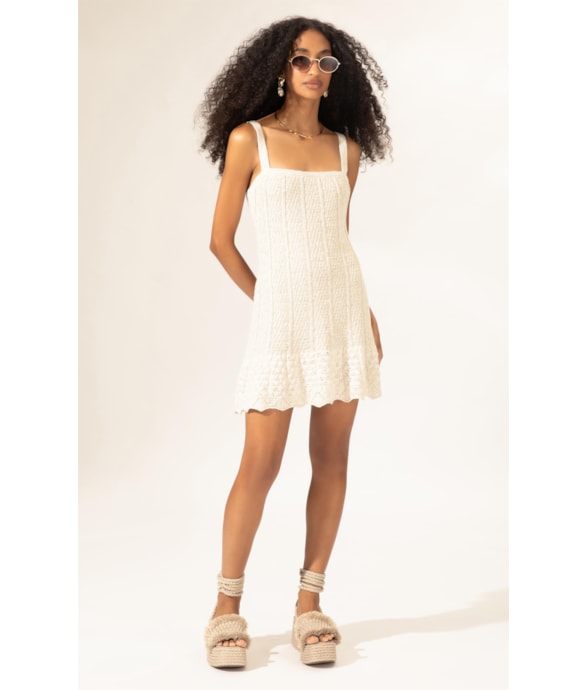 Vestido Evasê Tricot Capri Natural