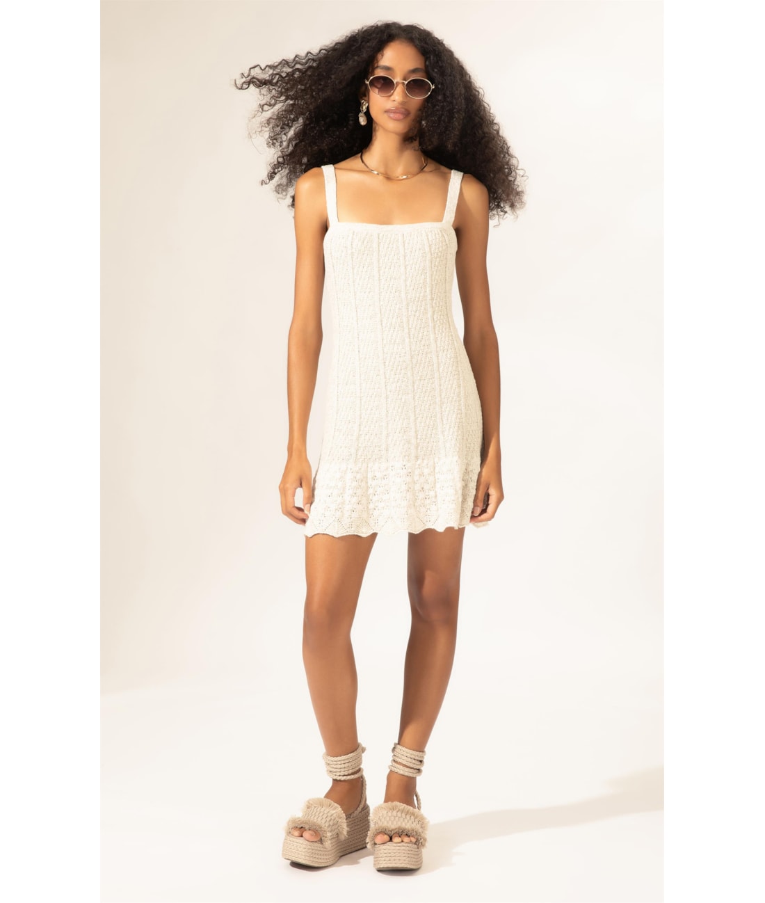Vestido Evasê Tricot Capri Natural