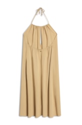 Vestido Frente Única Linen Blend Husk