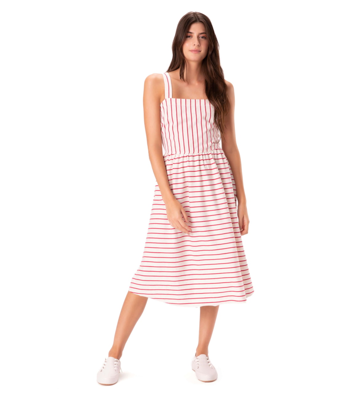 Vestido Holiday Moletinho Stripe Vermelho