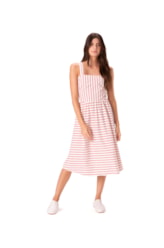 Vestido Holiday Moletinho Stripe Vermelho