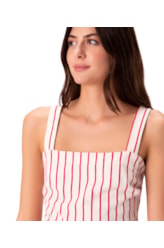 Vestido Holiday Moletinho Stripe Vermelho