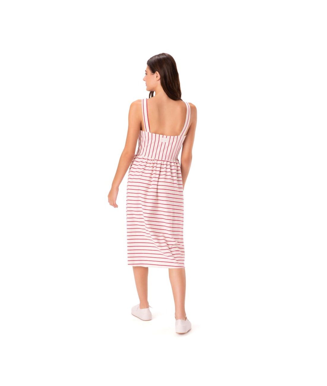 Vestido Holiday Moletinho Stripe Vermelho