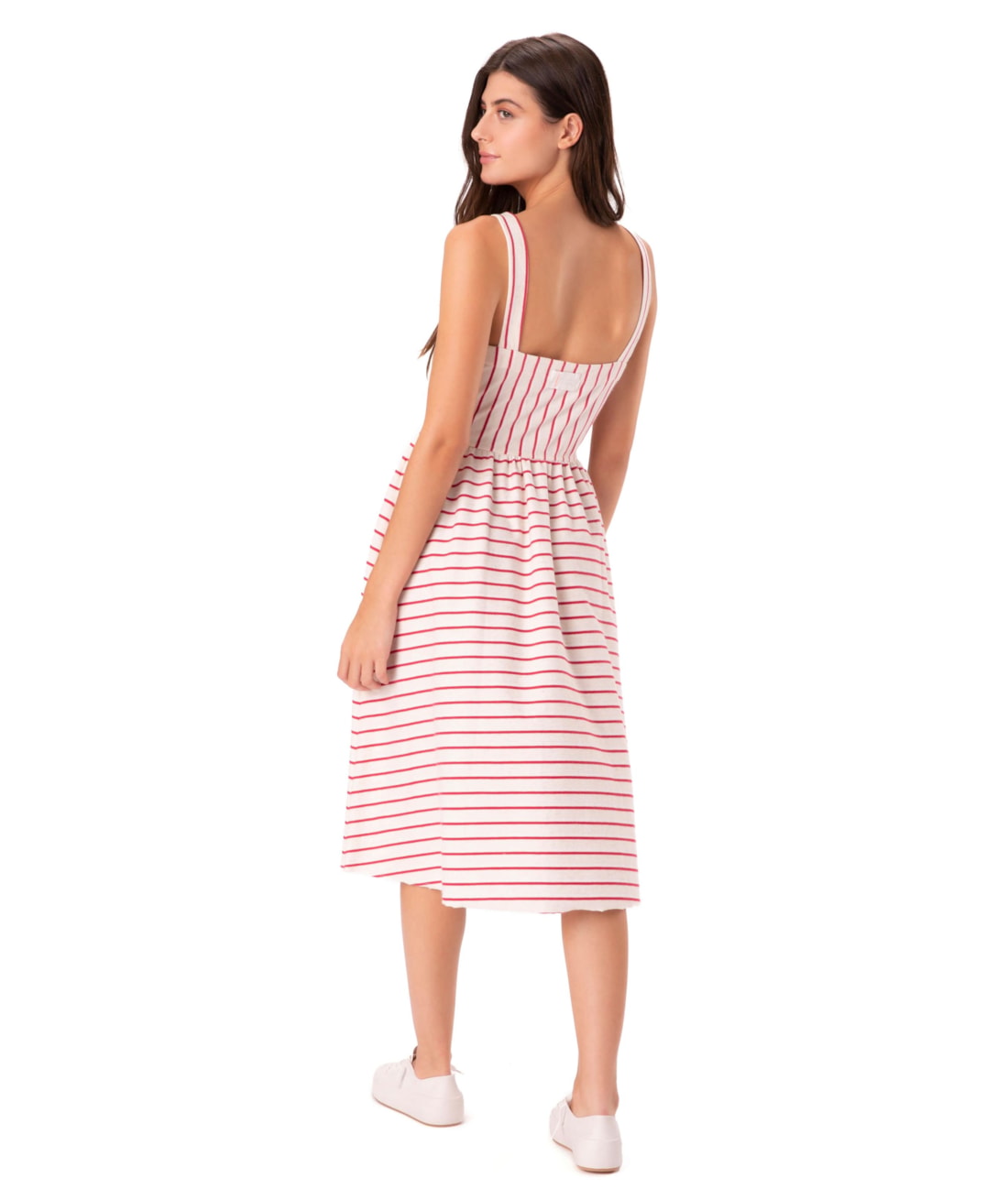 Vestido Holiday Moletinho Stripe Vermelho