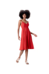 Vestido Linen Blend Vermelho