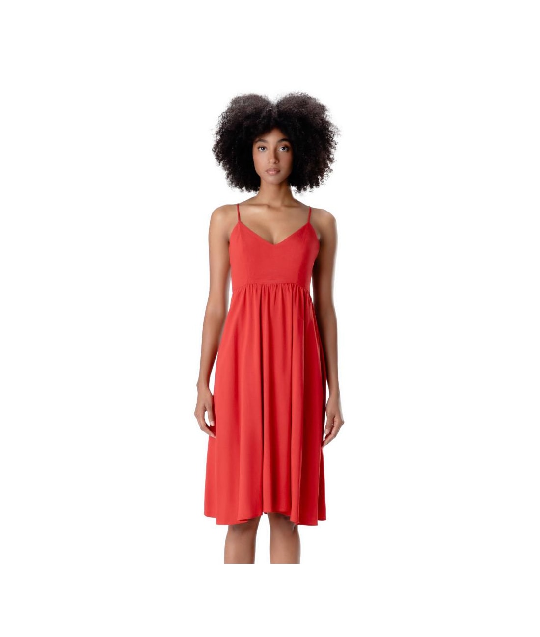 Vestido Linen Blend Vermelho