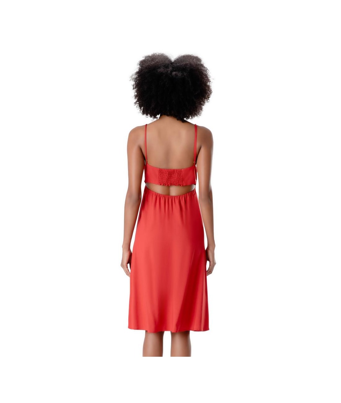 Vestido Linen Blend Vermelho