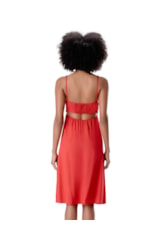 Vestido Linen Blend Vermelho