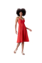 Vestido Linen Blend Vermelho