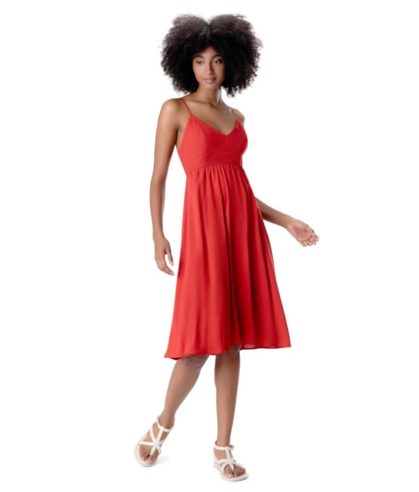Vestido Linen Blend Vermelho