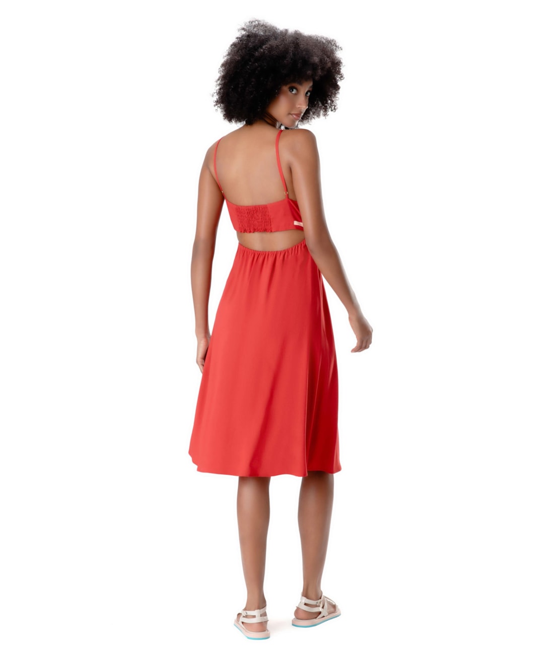Vestido Linen Blend Vermelho