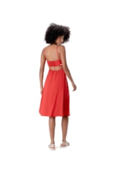Vestido Linen Blend Vermelho