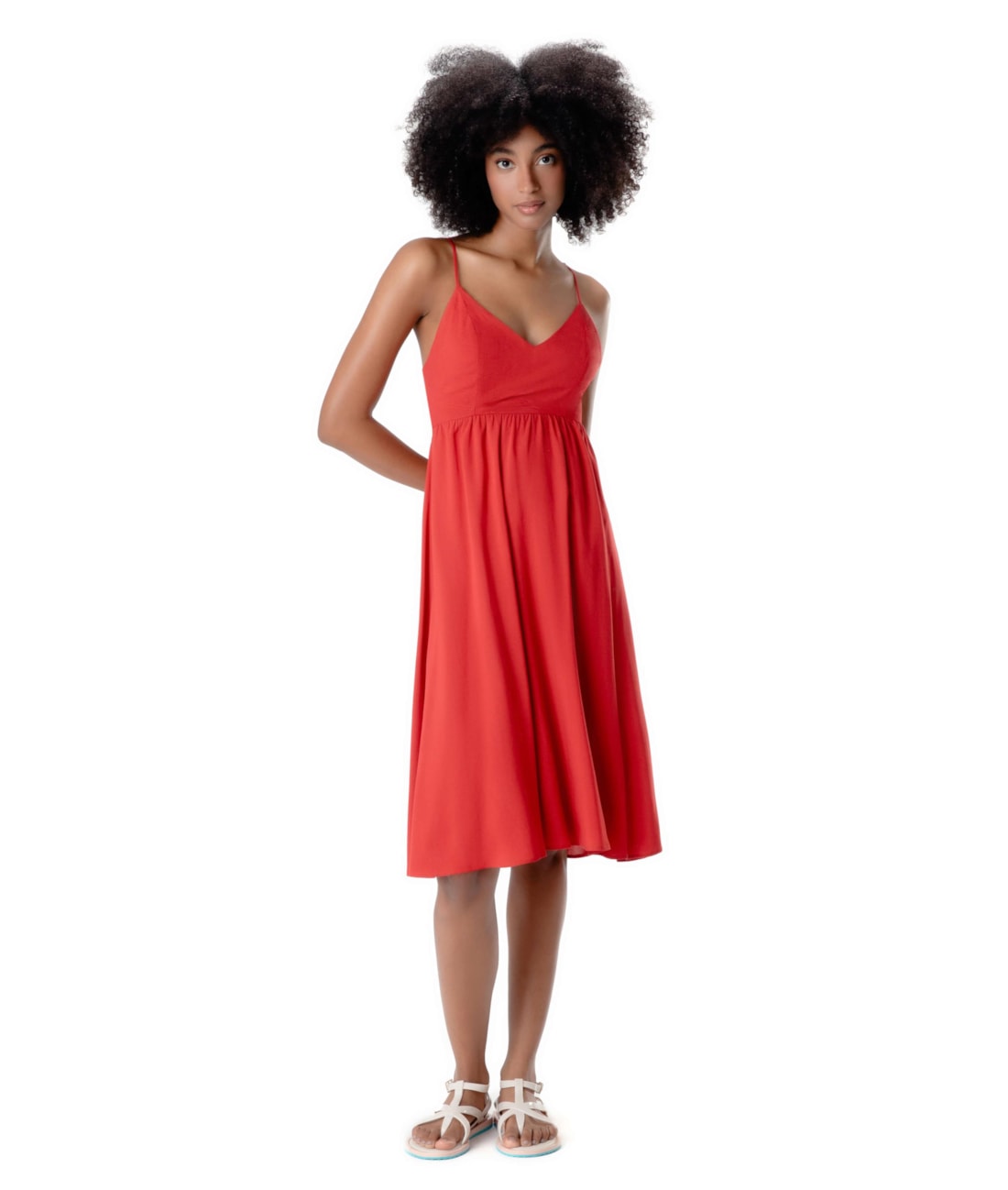 Vestido Linen Blend Vermelho
