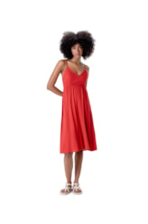 Vestido Linen Blend Vermelho
