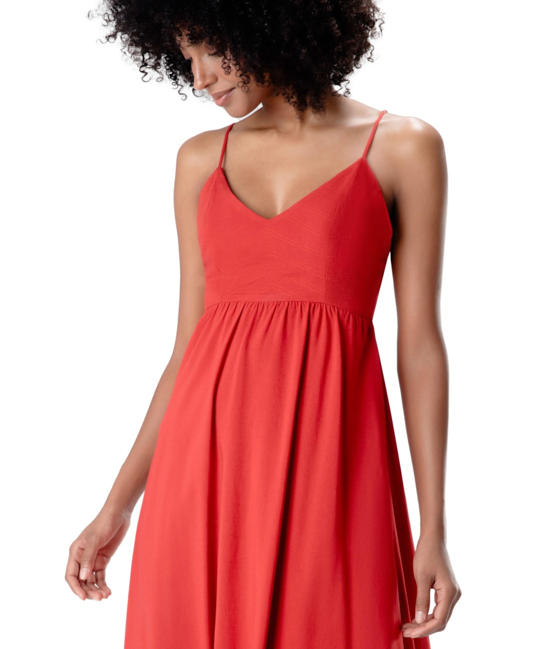 Vestido Linen Blend Vermelho