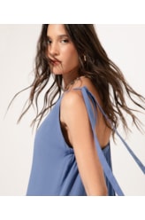 Vestido Longo Crepe Indiano Azul Claro