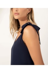 Vestido Longo Crepe Indiano Dark Navy