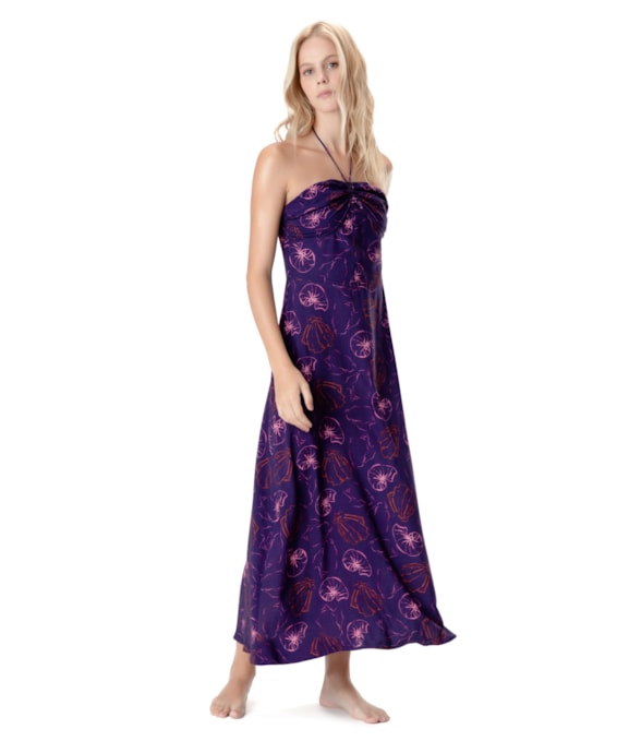 Vestido Longo Frente Única Seychelles Roxo