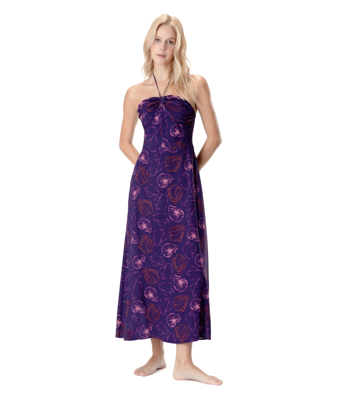 Vestido Longo Frente Única Seychelles Roxo